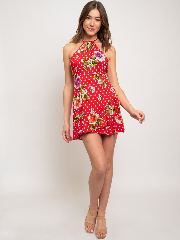 WOMEN'S OPEN BACK FLORAL MINI DRESS