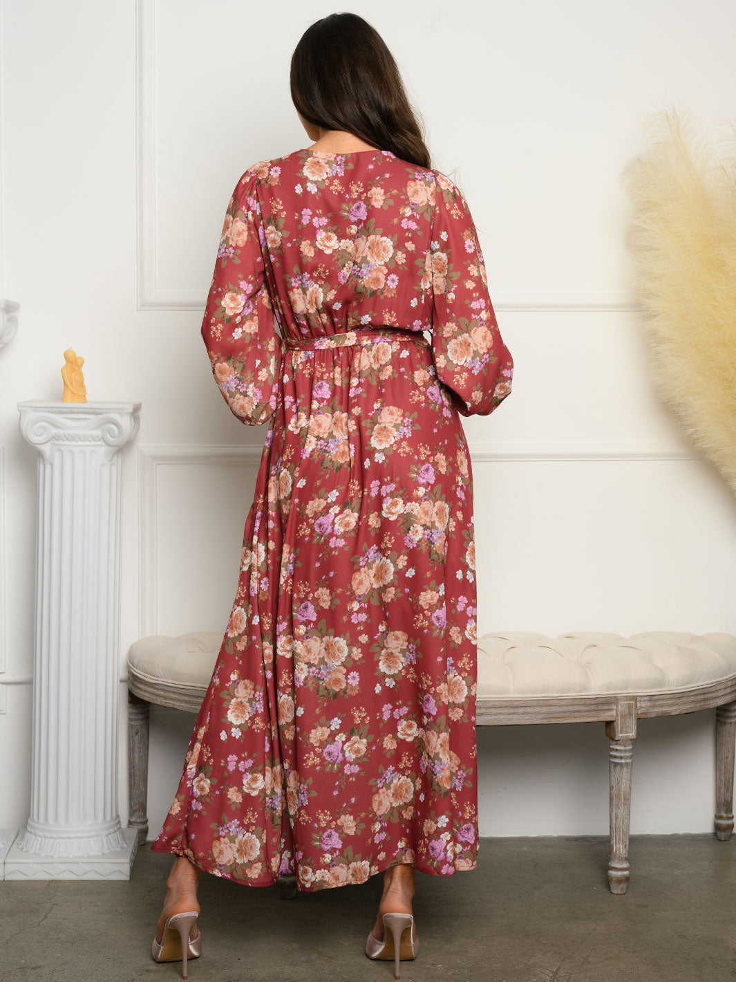 WOMEN'S LONG SLEEVE FLORAL MAXI DRESS