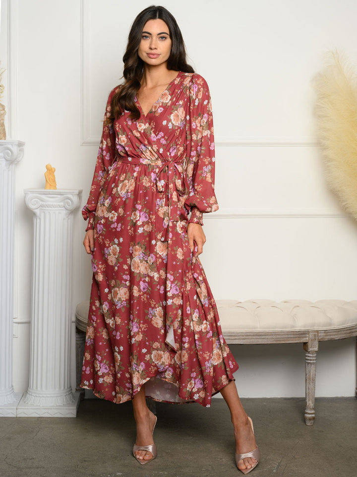 WOMEN'S LONG SLEEVE FLORAL MAXI DRESS