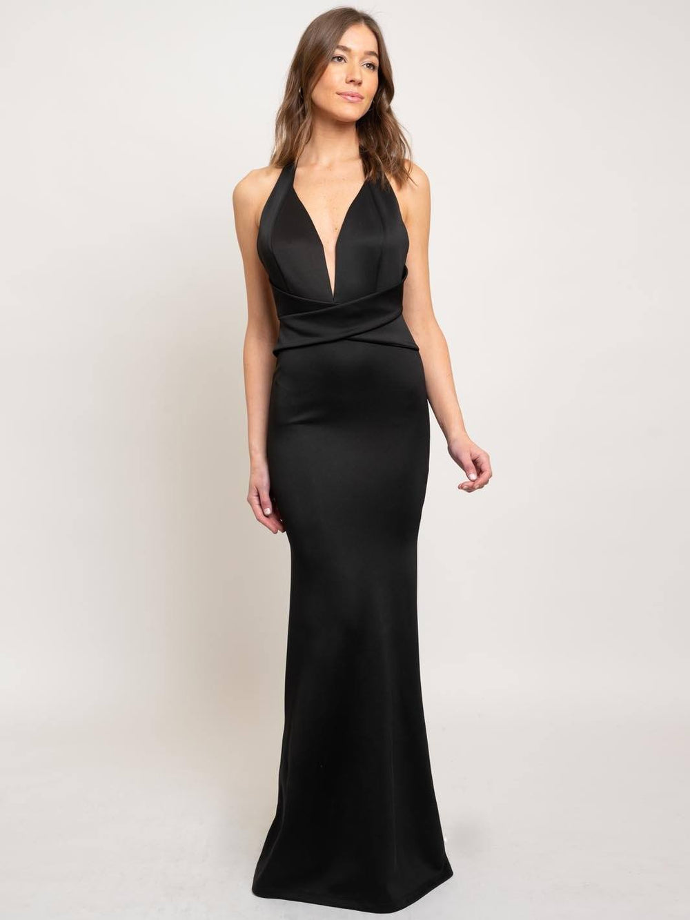 WOMEN'S BLACK V-NECK OPEN BACK DRESS