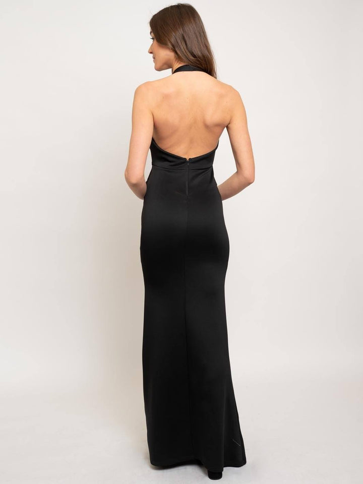 WOMEN'S BLACK V-NECK OPEN BACK DRESS