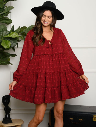 WOMEN'S LONG SLEEVE LAYERED TUNIC MINI DRESS