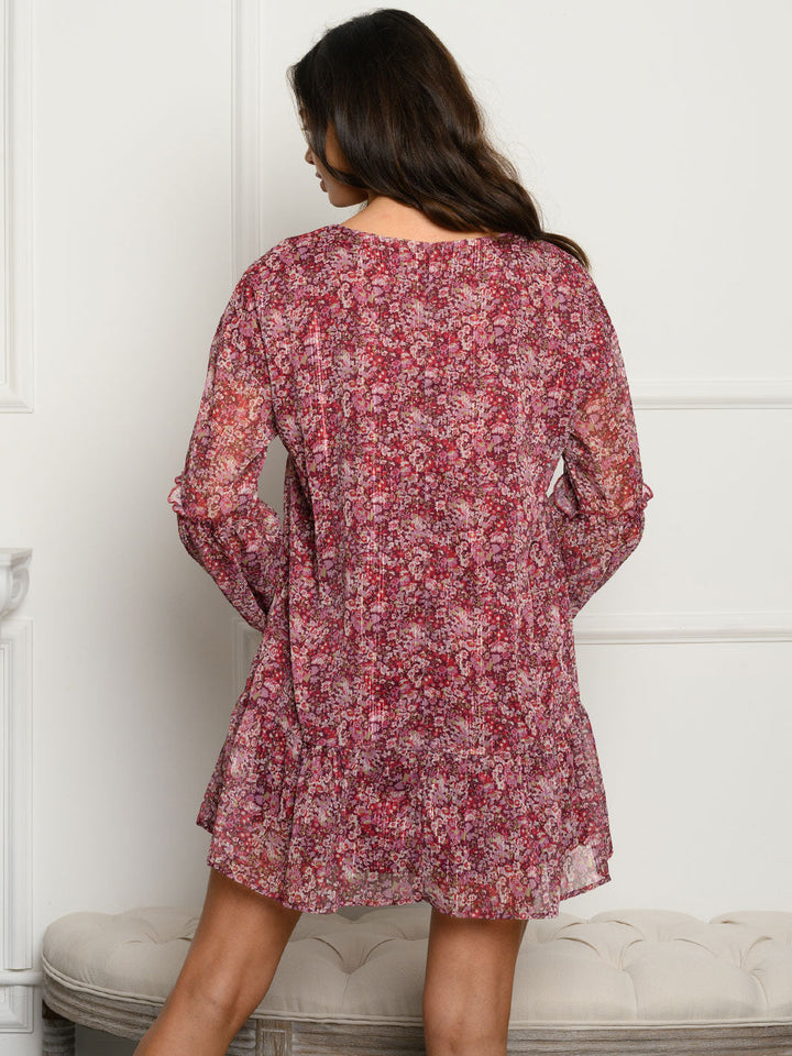 WOMEN'S LONG SLEEVE FLORAL MINI DRESS