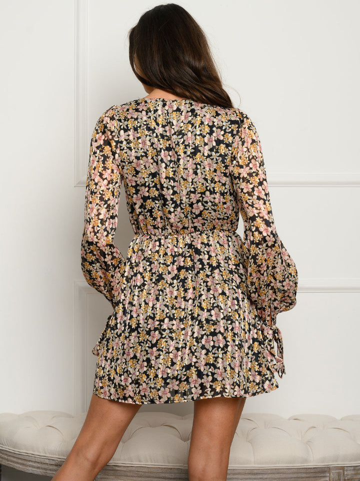 WOMEN'S LONG SLEEVE FLORAL MINI DRESS