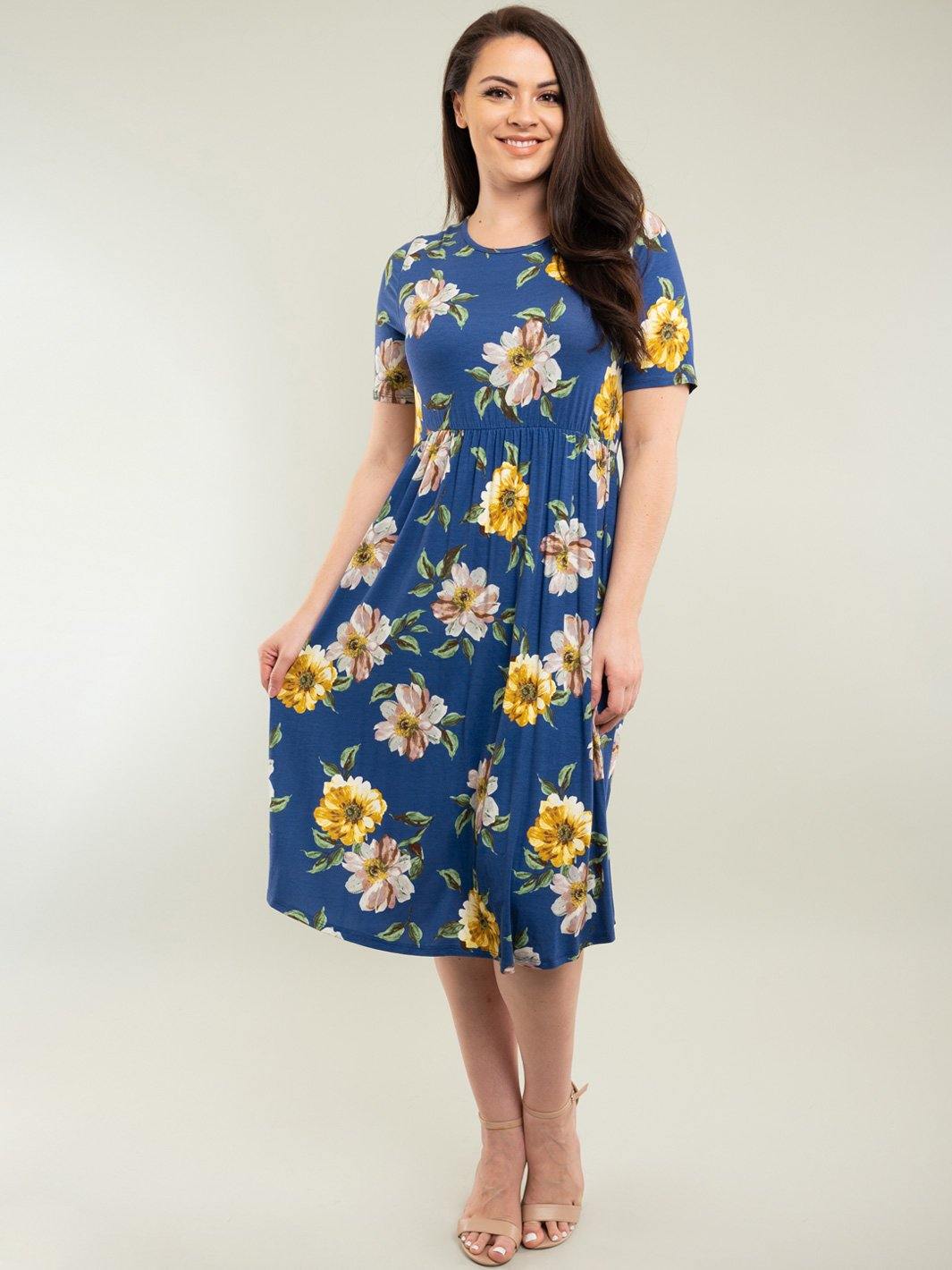 PLUS SIZE FLORAL MIDI DRESS
