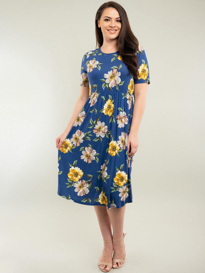 PLUS SIZE FLORAL MIDI DRESS