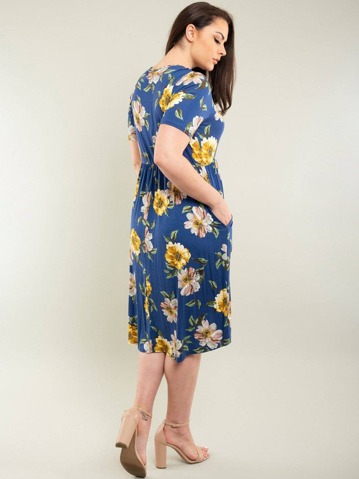 PLUS SIZE FLORAL MIDI DRESS