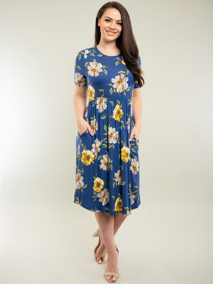 PLUS SIZE FLORAL MIDI DRESS