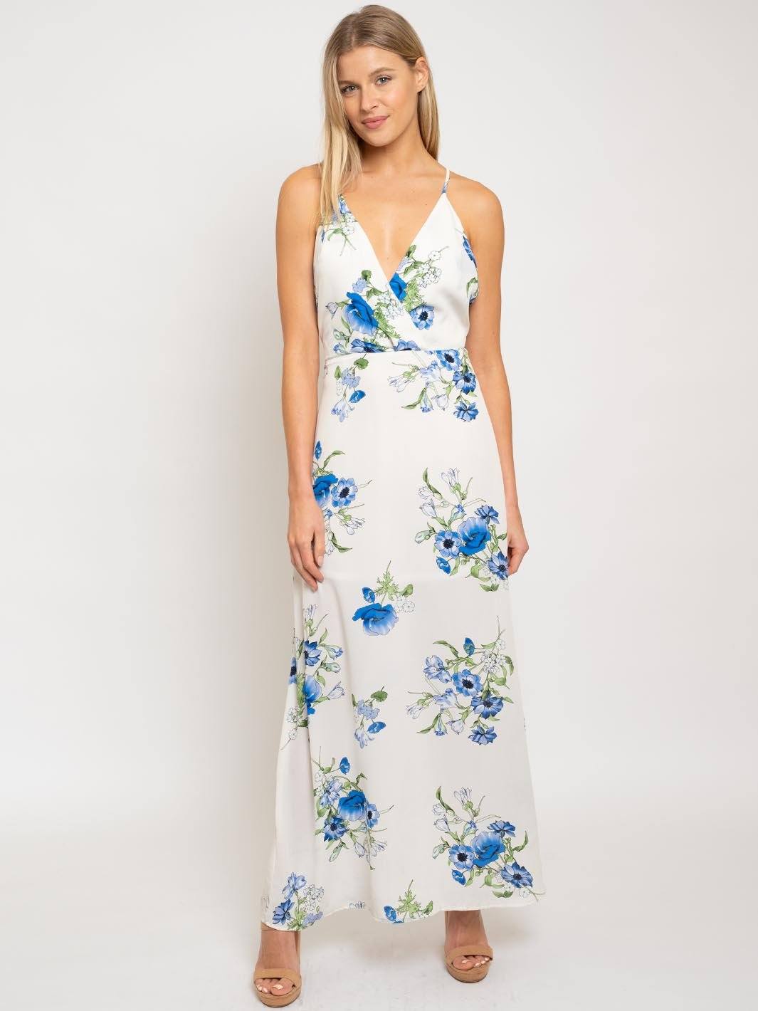 WOMEN'S WHITE FLORAL MAXI DRESS