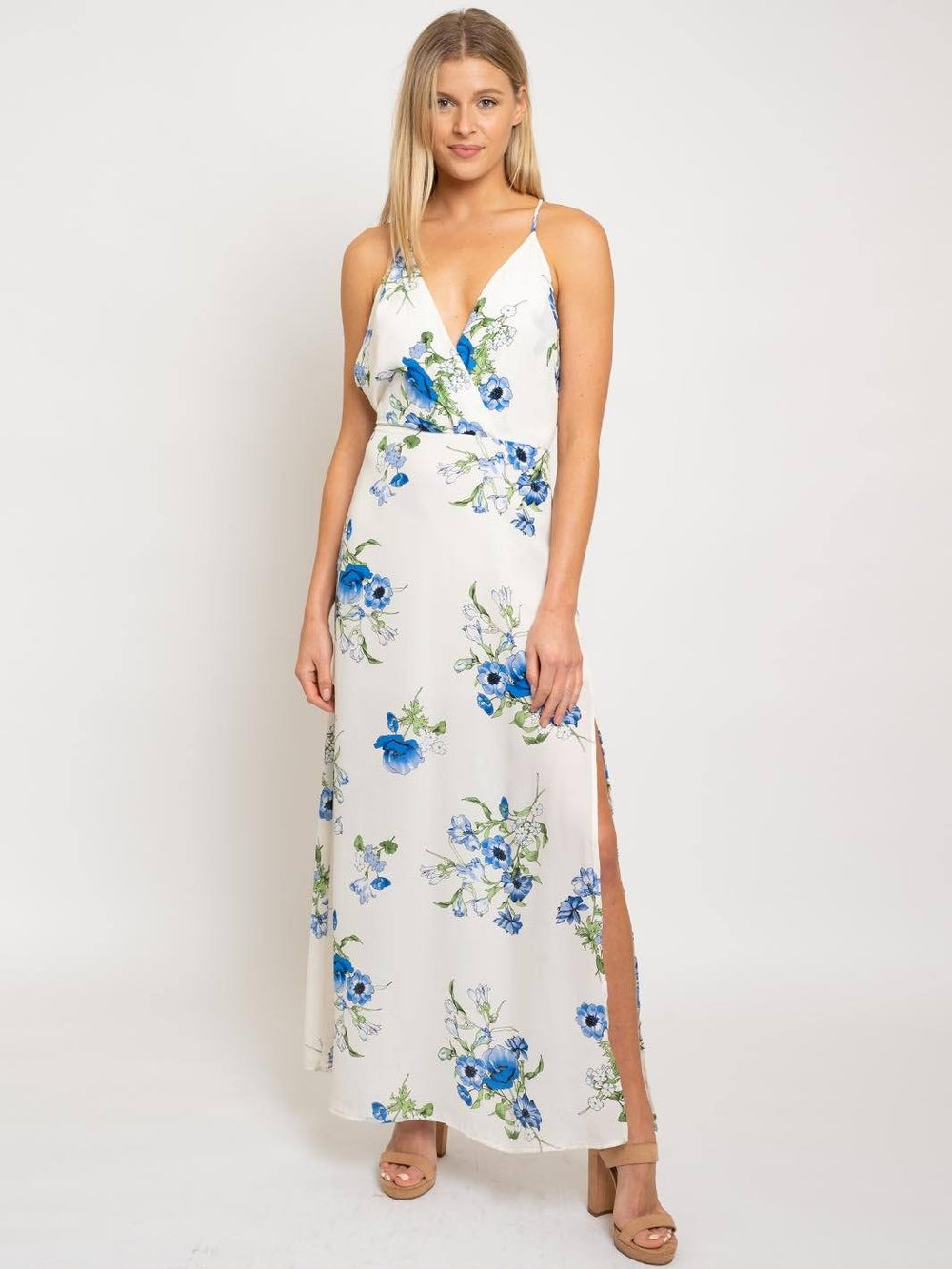WOMEN'S WHITE FLORAL MAXI DRESS