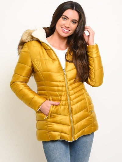 WOMEN'S MID-LENGTH HOODED QUILTED COAT