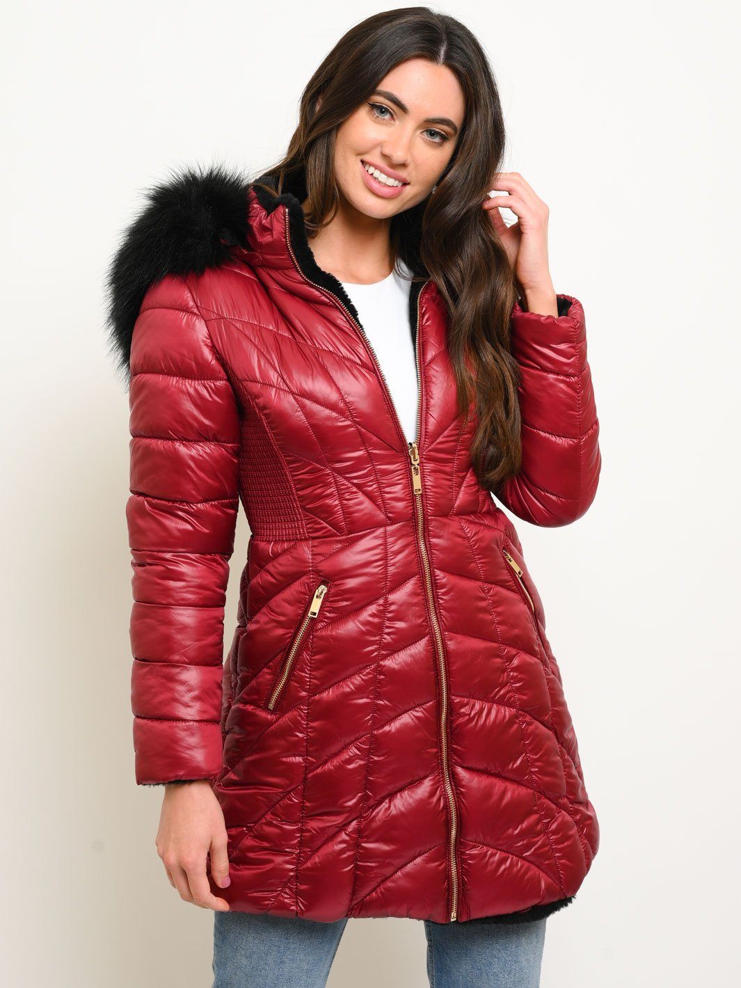 WOMEN'S LONG QUILTED REVERSIBLE COAT