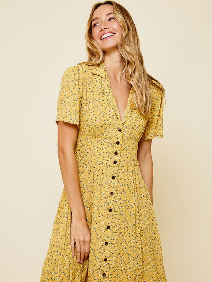 WOMEN'S SHORT SLEEVE SMOCK HI-LOW MIDI DRESS