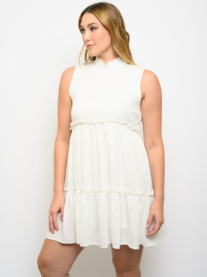 PLUS SIZE RUFFLE DETAIL TUNIC MINI DRESS