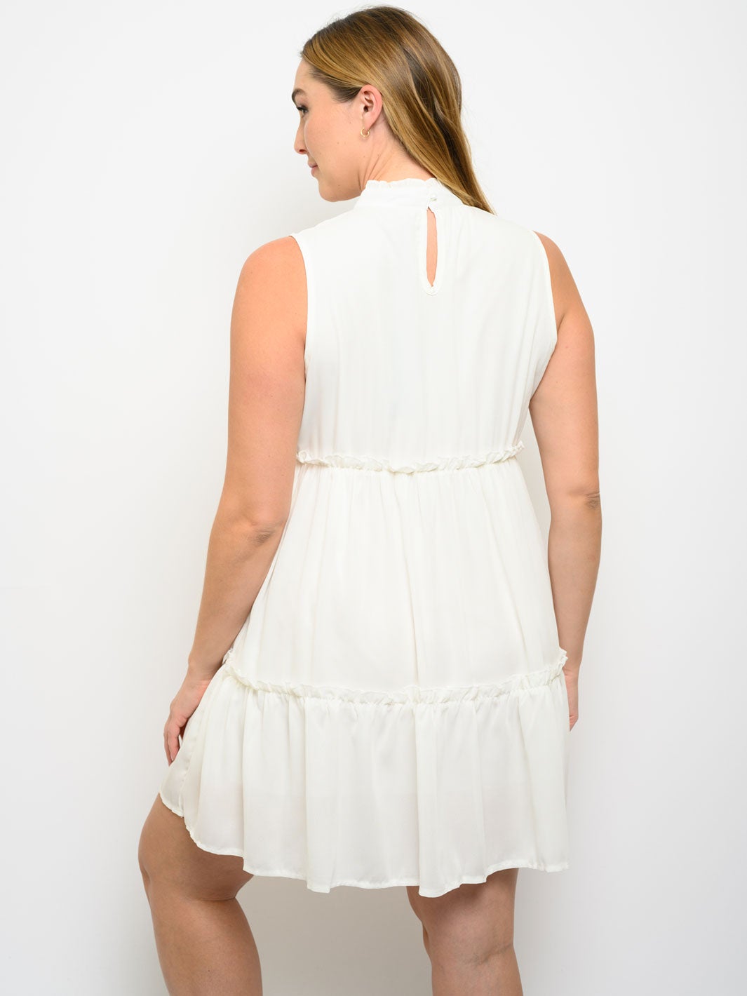 PLUS SIZE RUFFLE DETAIL TUNIC MINI DRESS