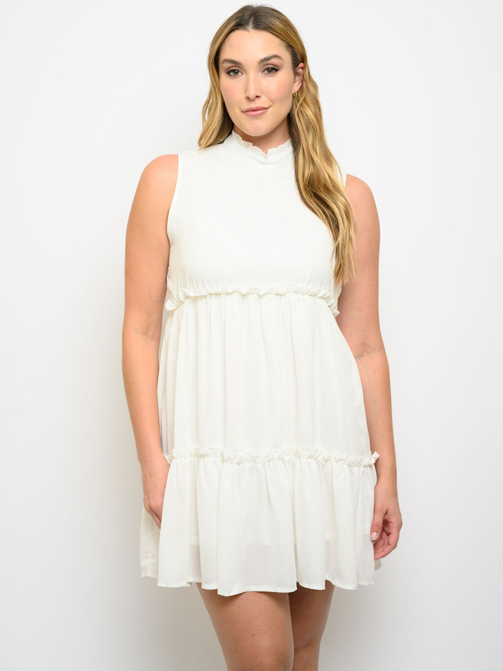 PLUS SIZE RUFFLE DETAIL TUNIC MINI DRESS