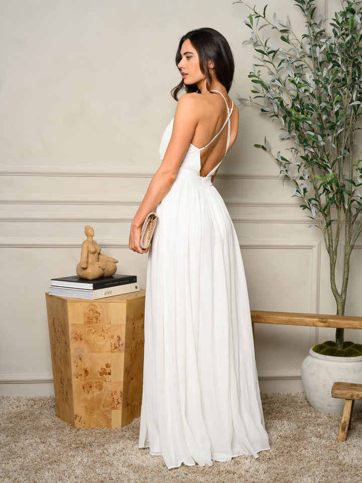 WOMEN'S SLEEVELESS V-NECK MAXI GOWN DRESS