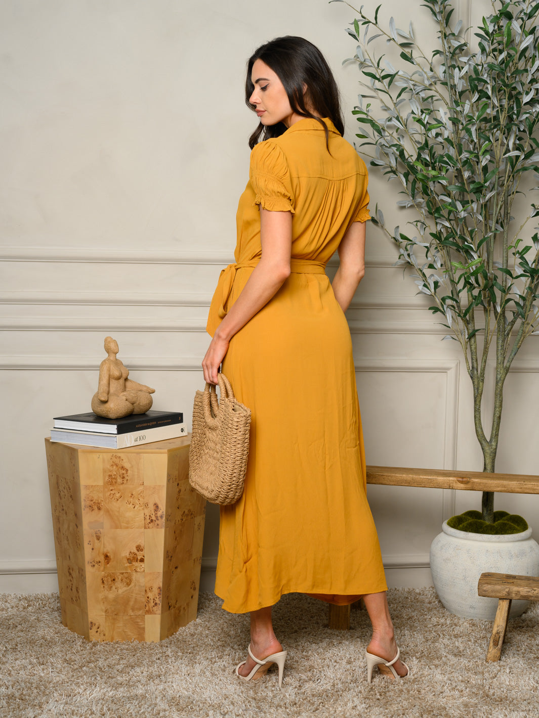 WOMEN'S SHORT SLEEVE WRAP MAXI DRESS