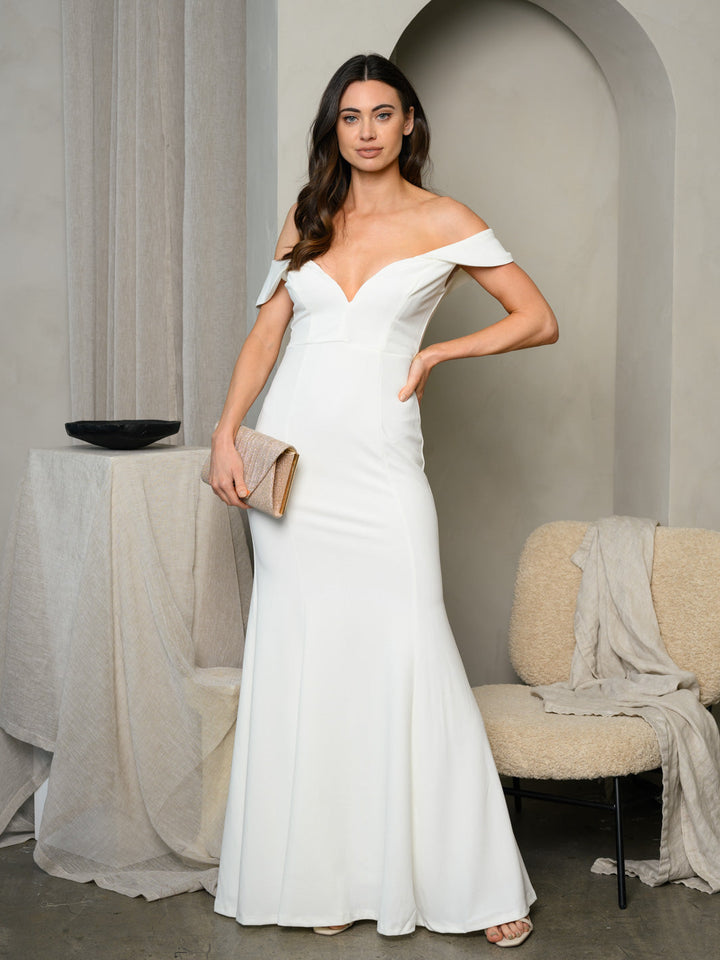 WOMEN'S OFF SHOULDER V-NECK BODYCON MAXI DRESS