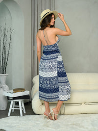 WOMEN'S SLEEVELESS V-NECK MULTI PRINT MIDI DRESS