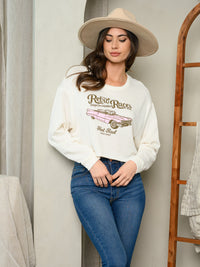 WOMEN'S LONG SLEEVE GRAPHIC PRINT SWEATER