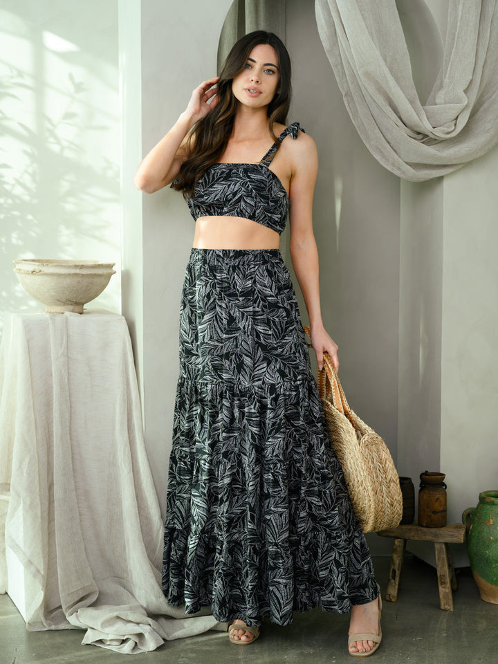 WOMEN'S 2PC. SKIRT LEAF PRINT SET