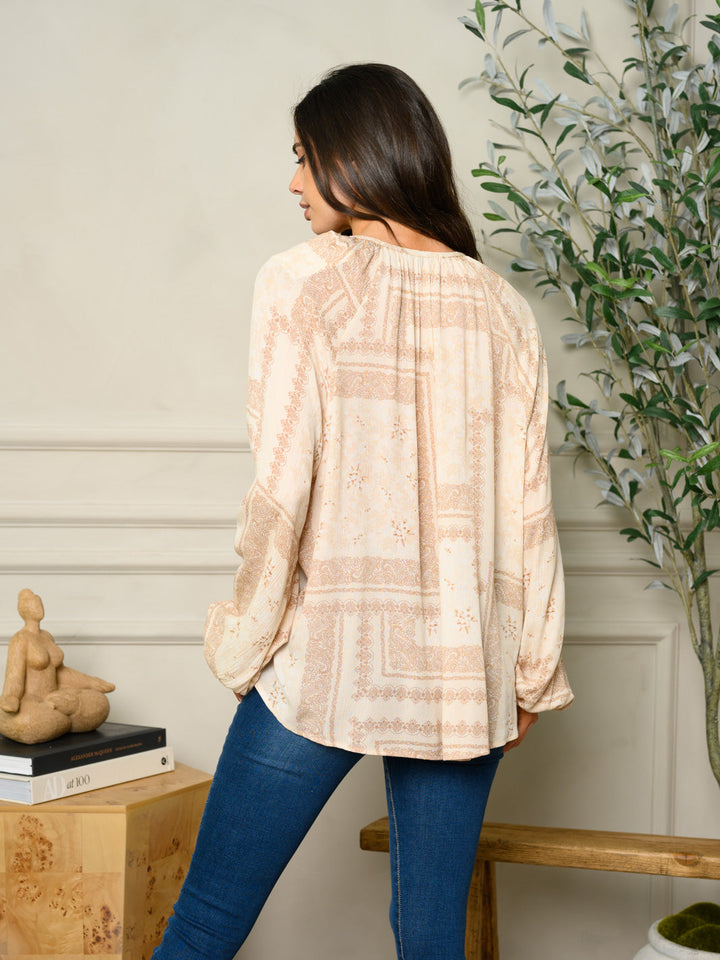 WOMEN'S LONG SLEEVE PRINT TOP