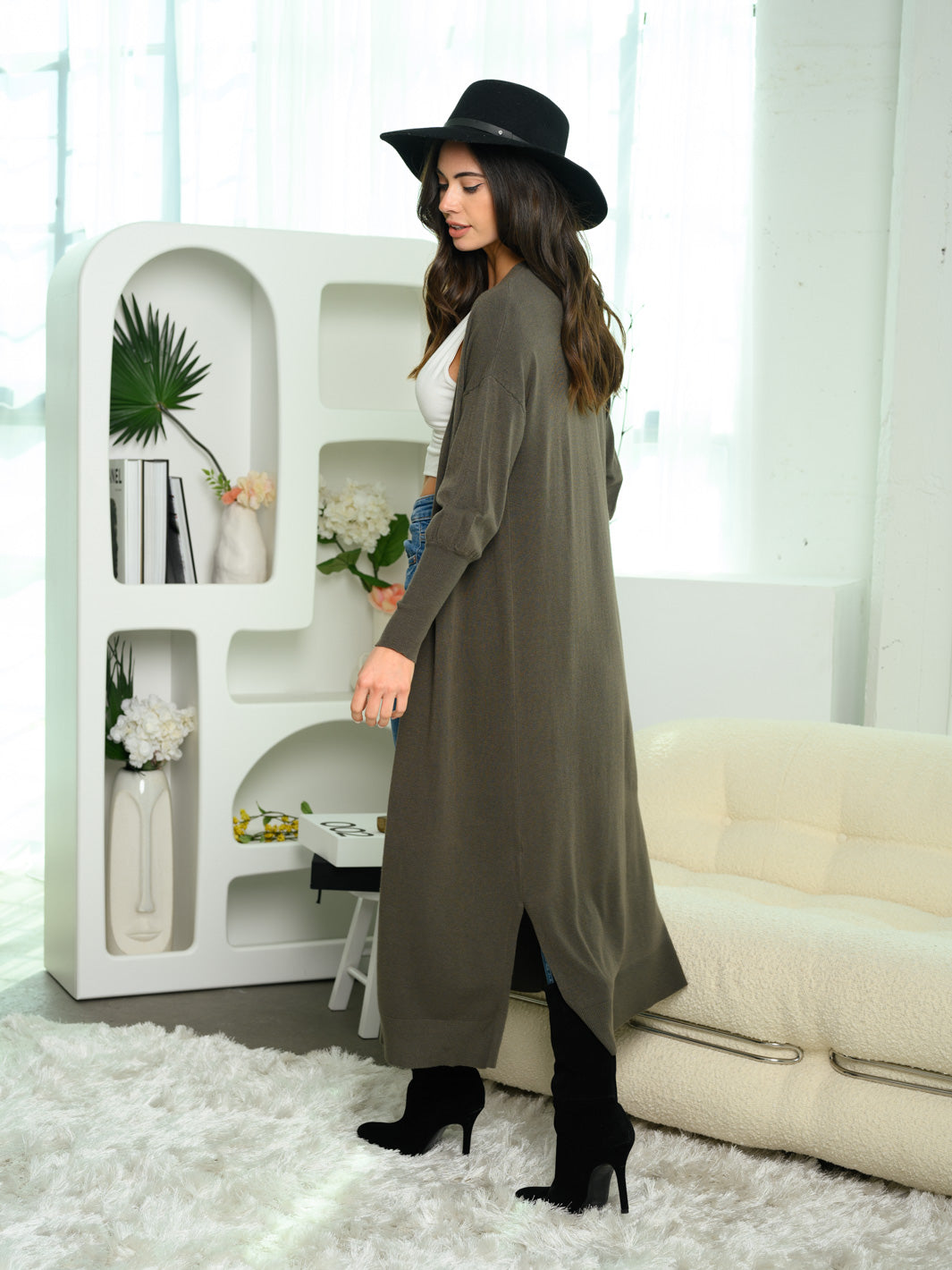 WOMEN'S LONG SLEEVE BUTTON UP SOFT KNIT CARDIGAN
