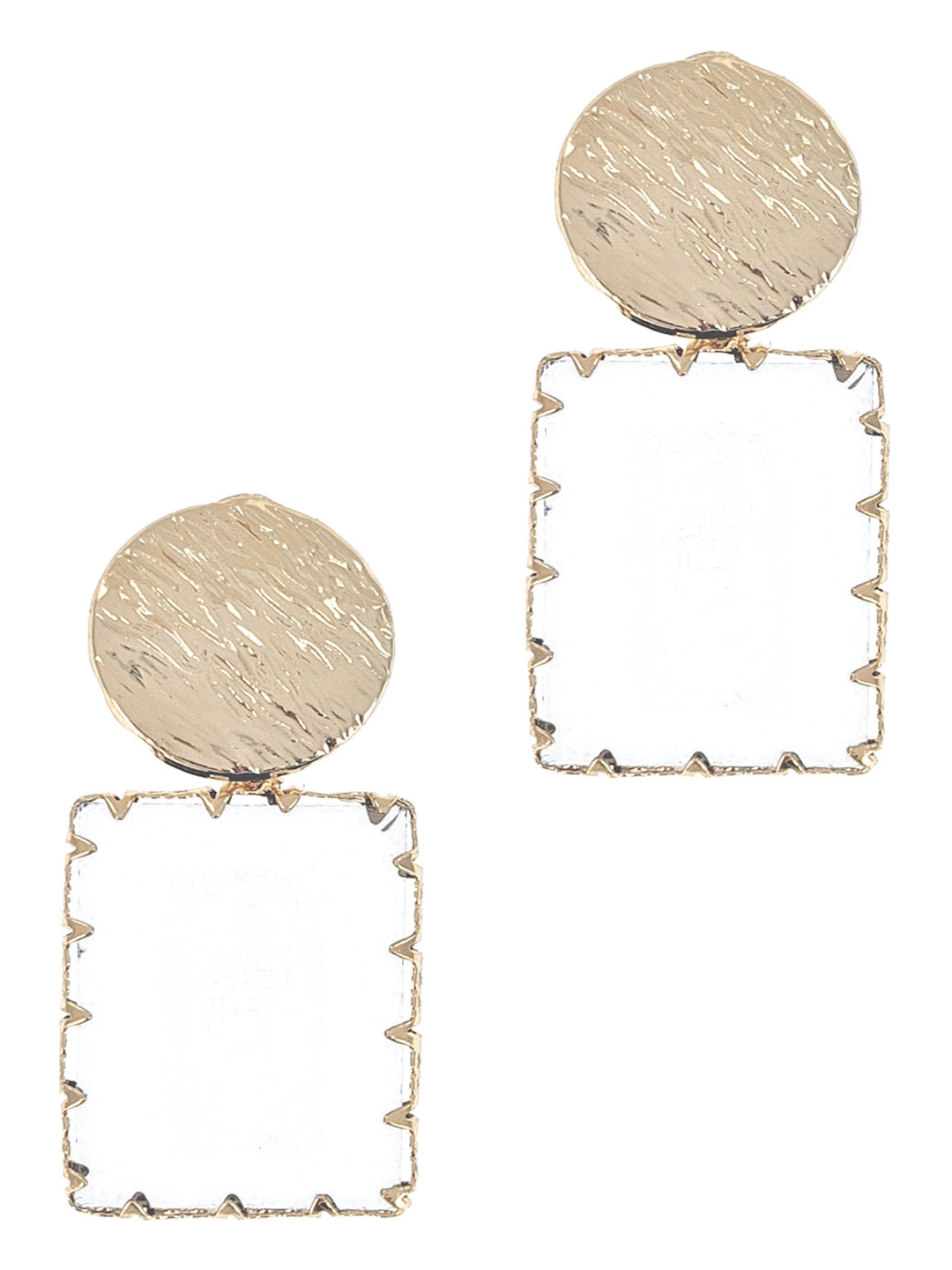 Gold Hammered Rectangle Glass Earring