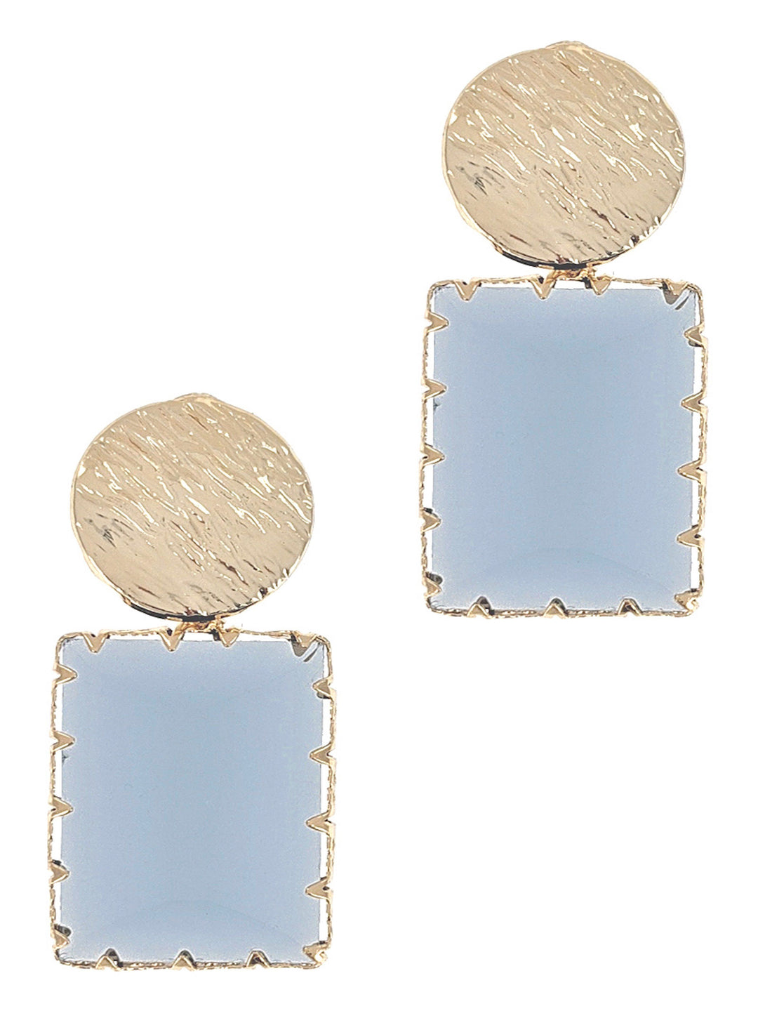 Gold Hammered Rectangle Glass Earring