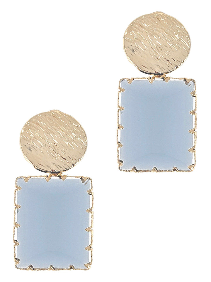 Gold Hammered Rectangle Glass Earring
