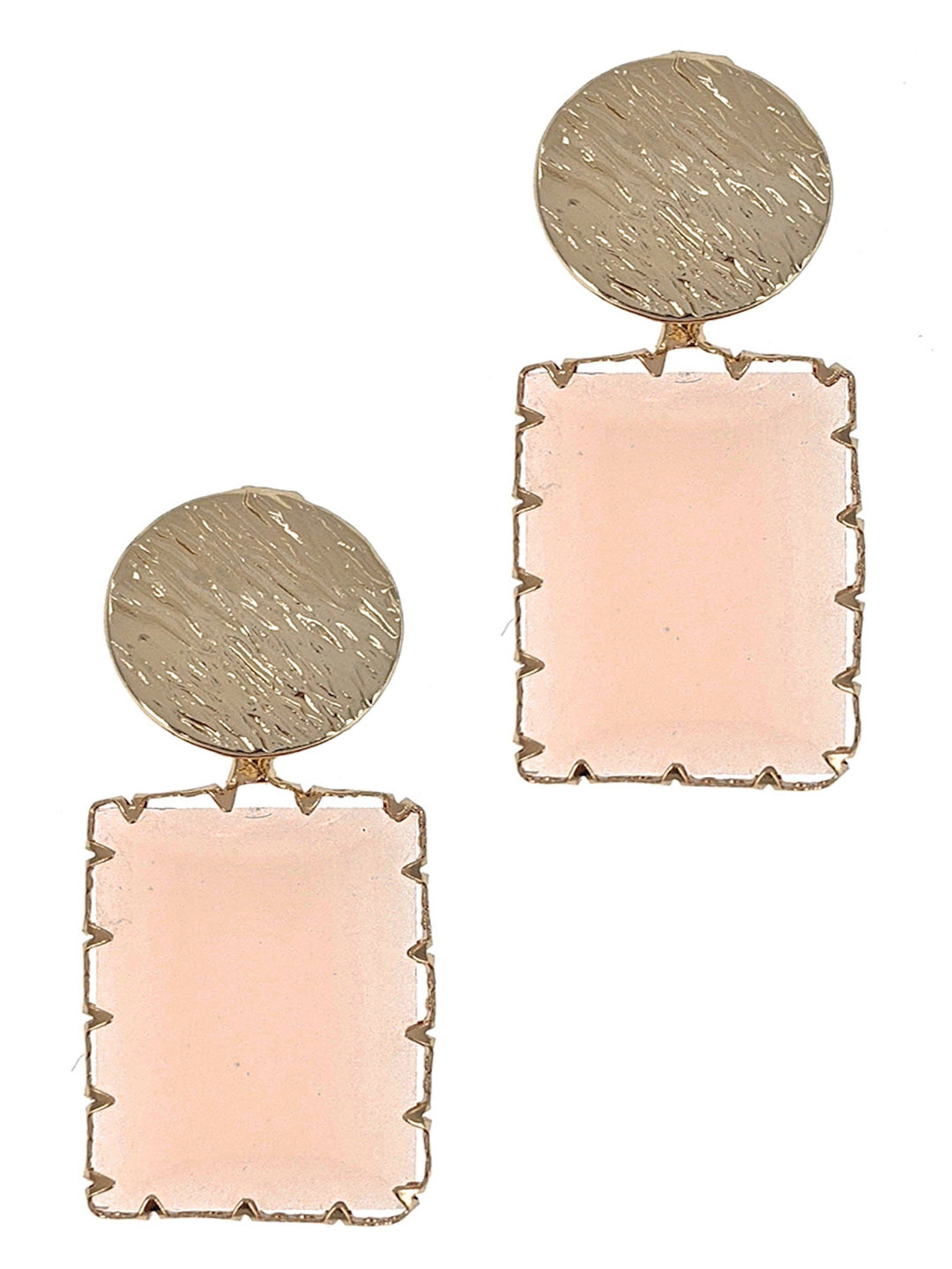 Gold Hammered Rectangle Glass Earring