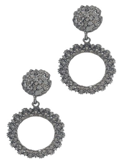 Open Circle Hammered Textured Drop Earrings