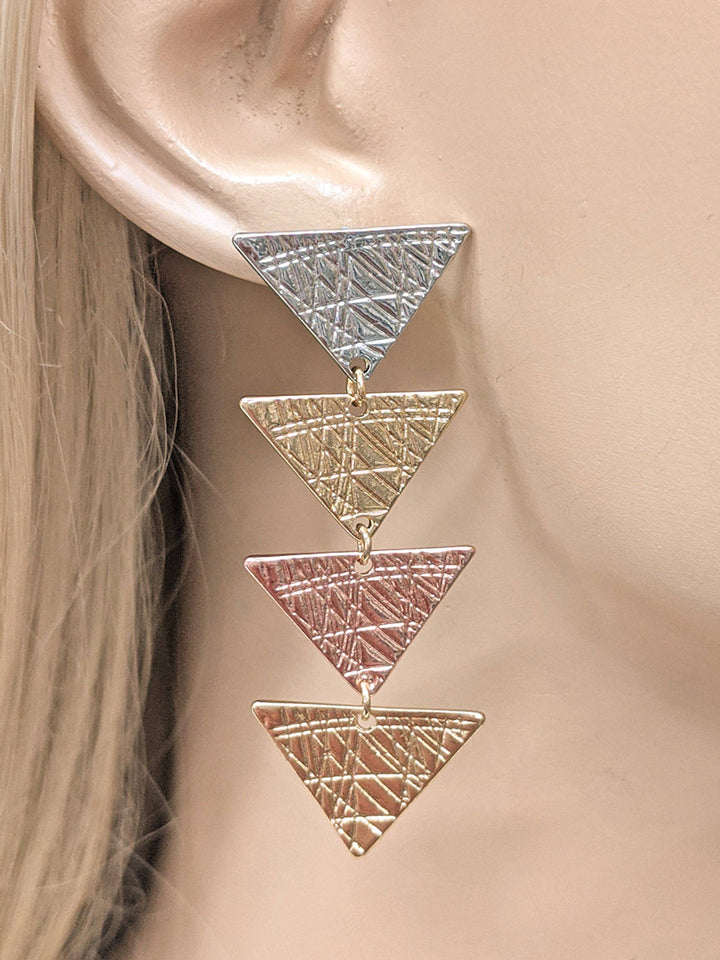Multi Color Triangle Drop Fashion Earrings