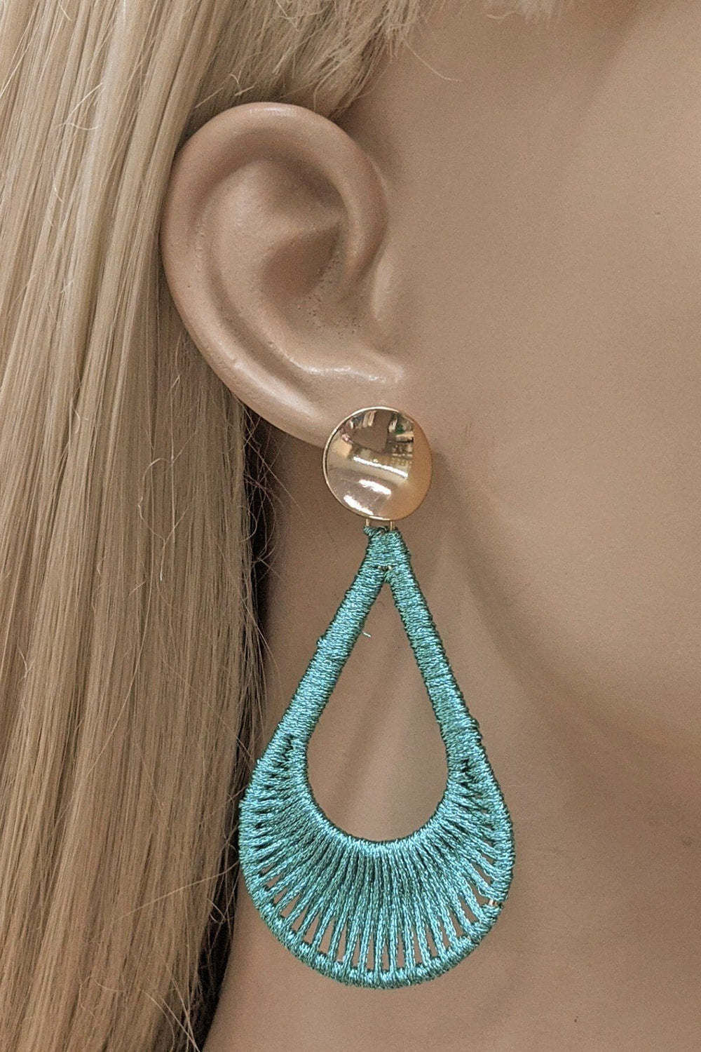 Satin Silky Tear Drop Threaded Earrings