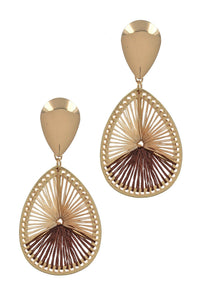 Satin Silky Threaded Tear Drop Earring