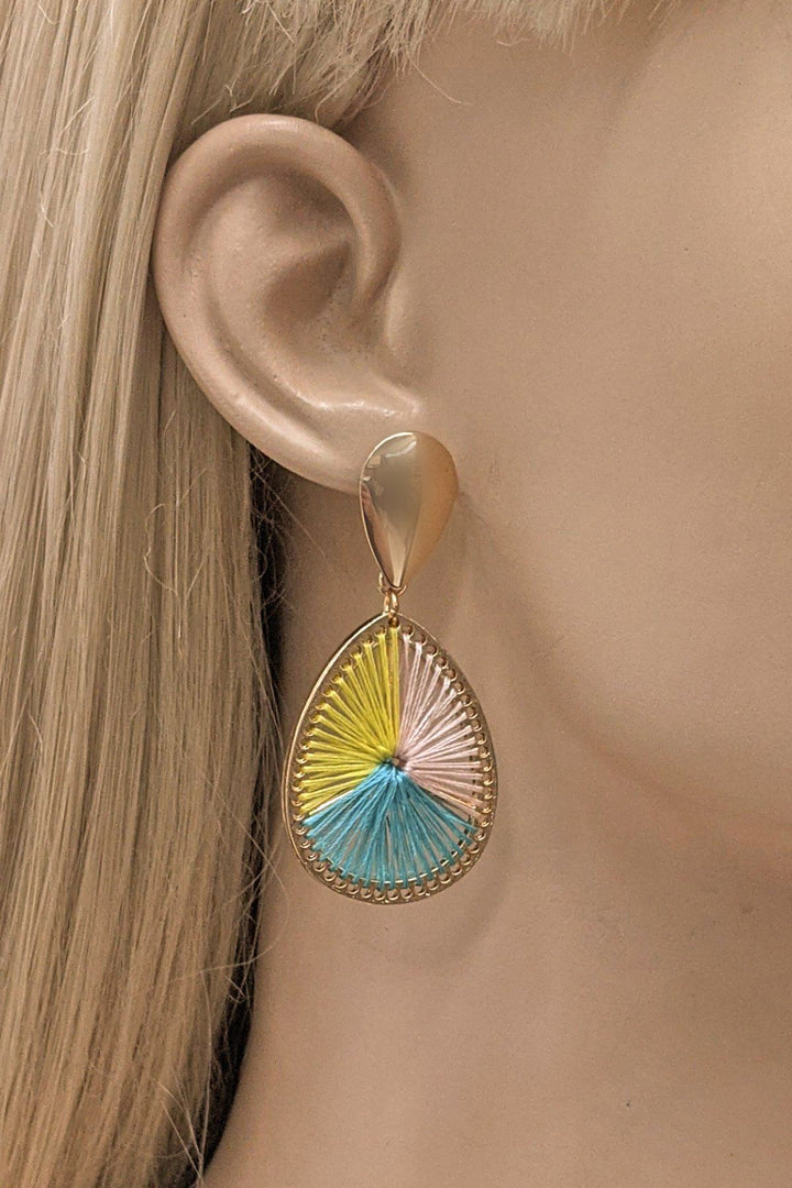 Satin Silky Threaded Tear Drop Earring
