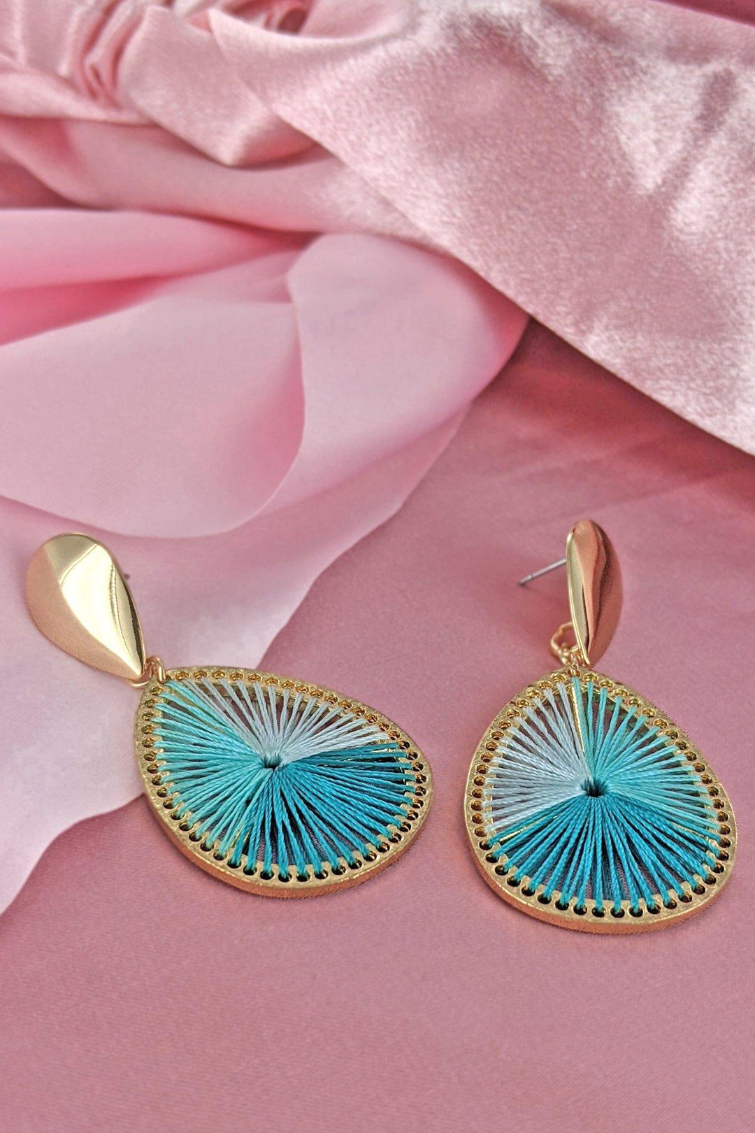 Satin Silky Threaded Tear Drop Earring