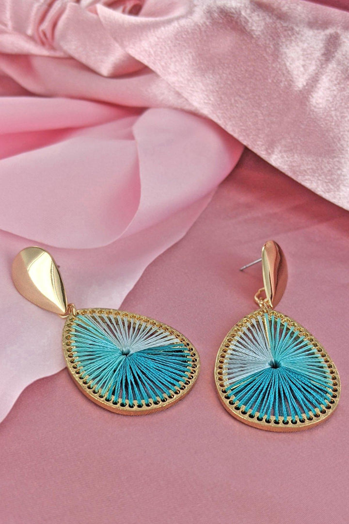 Satin Silky Threaded Tear Drop Earring