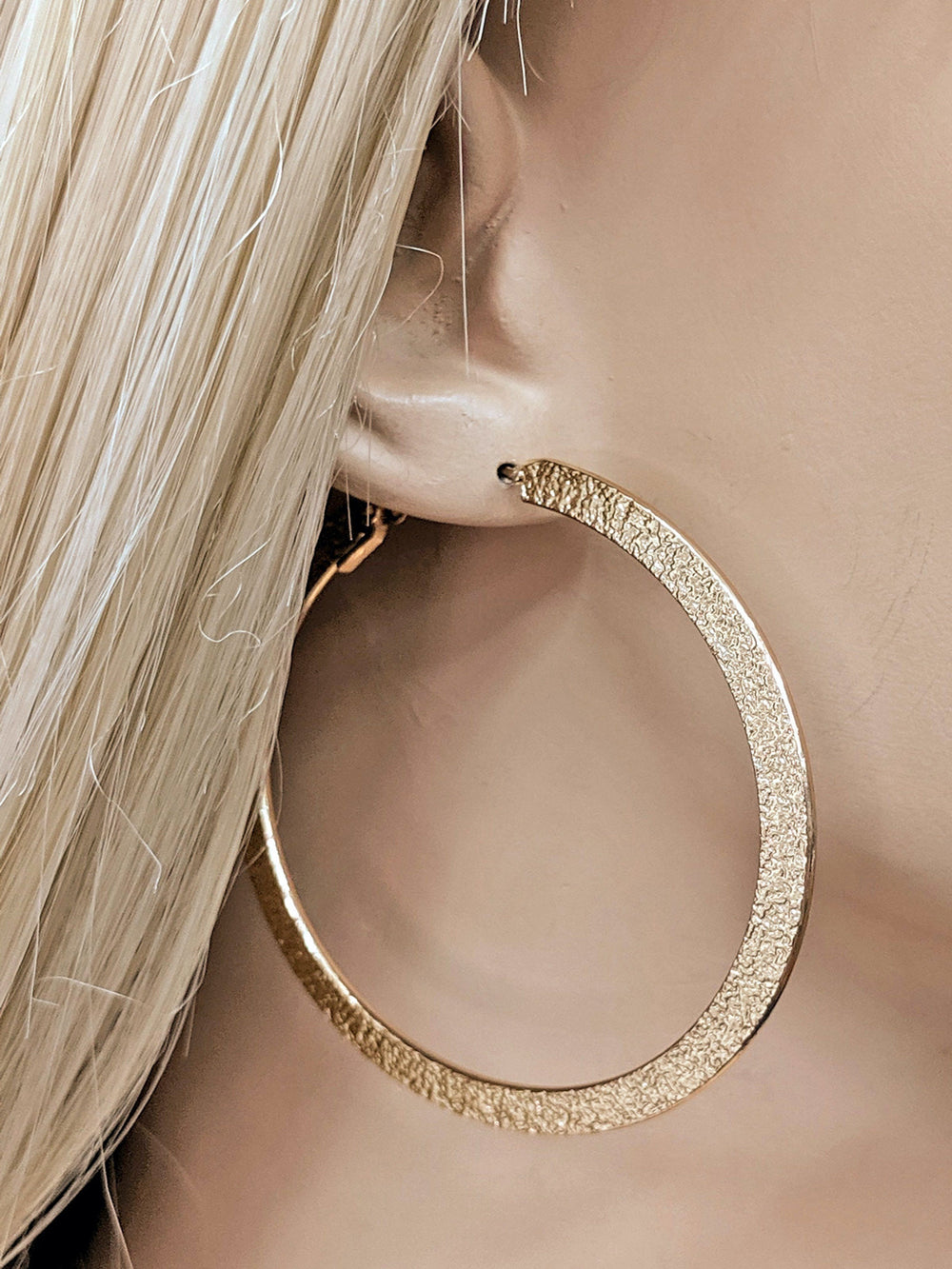 Gold Hammered Hoop Earrings