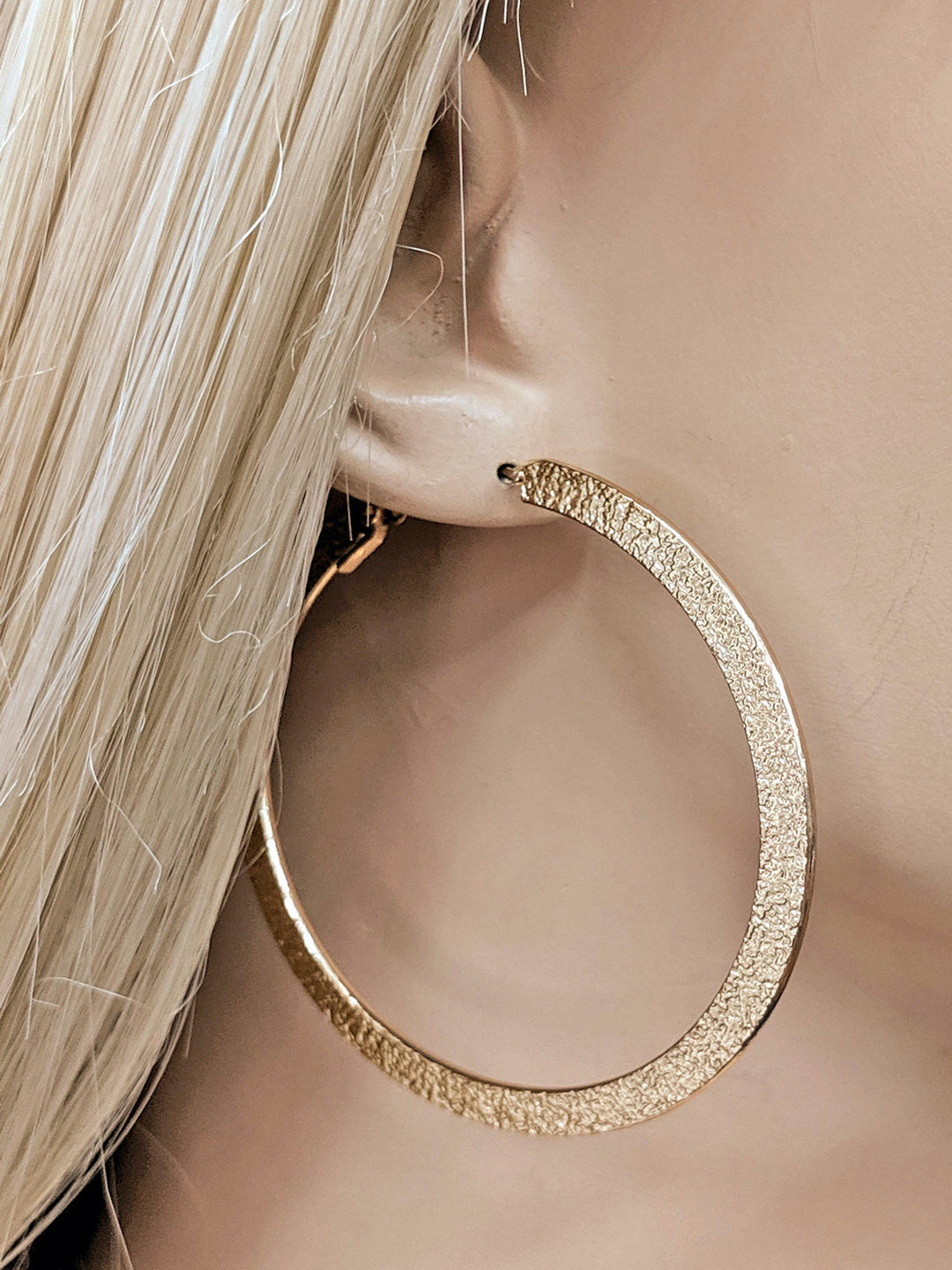 Gold Hammered Hoop Earrings