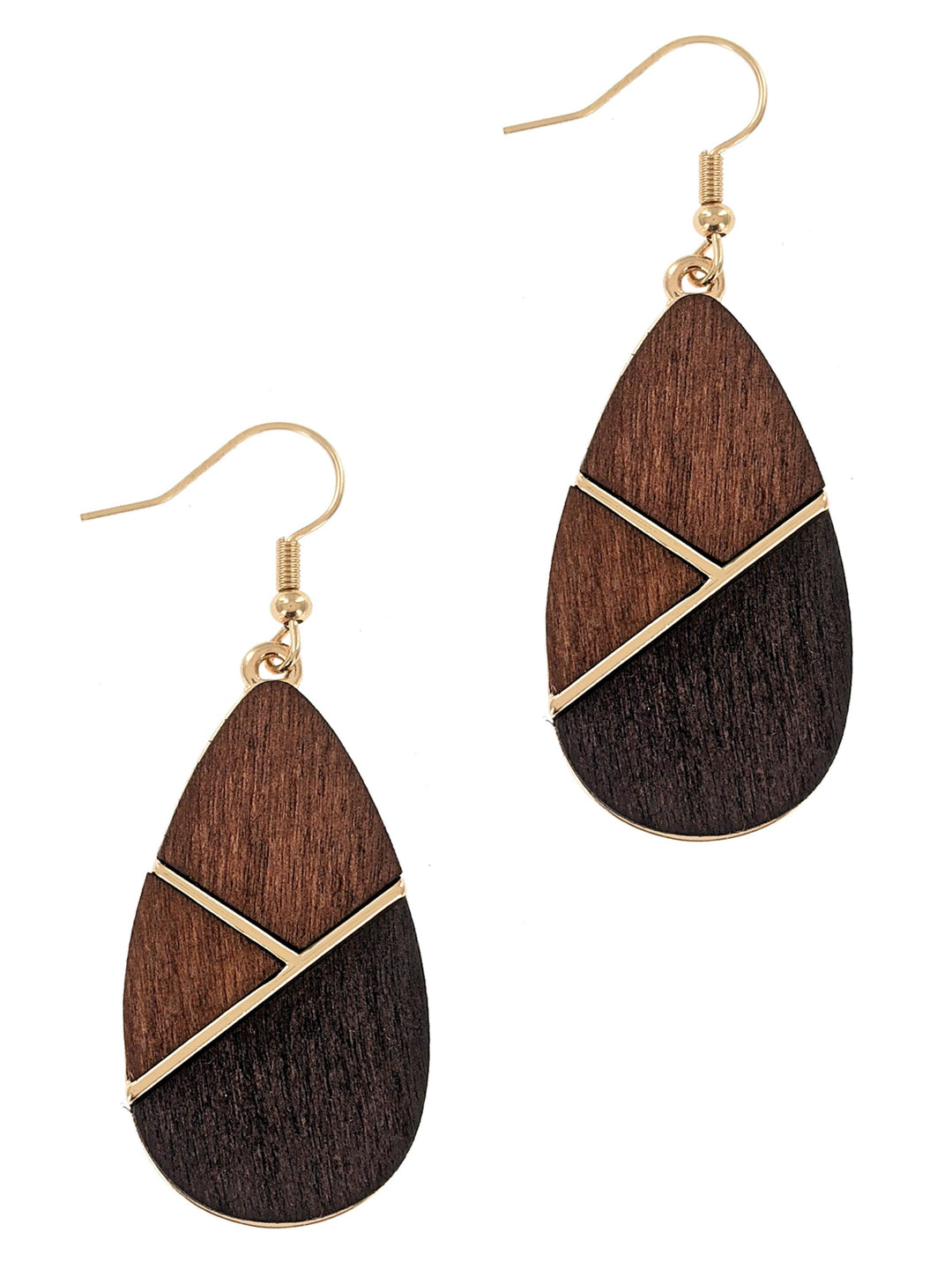 Teardrop Wood & Metal Fashion Earrings