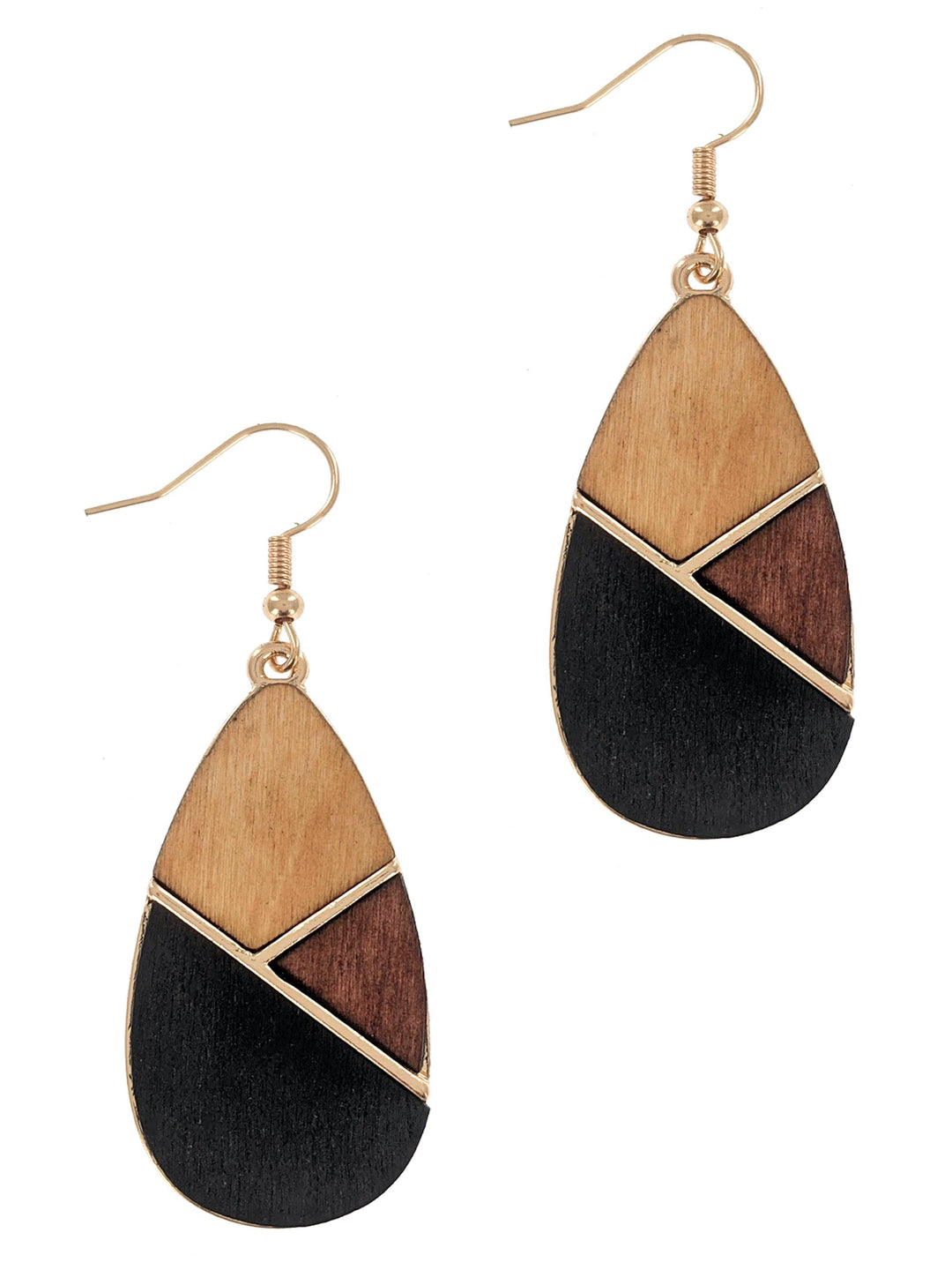 Teardrop Wood & Metal Fashion Earrings