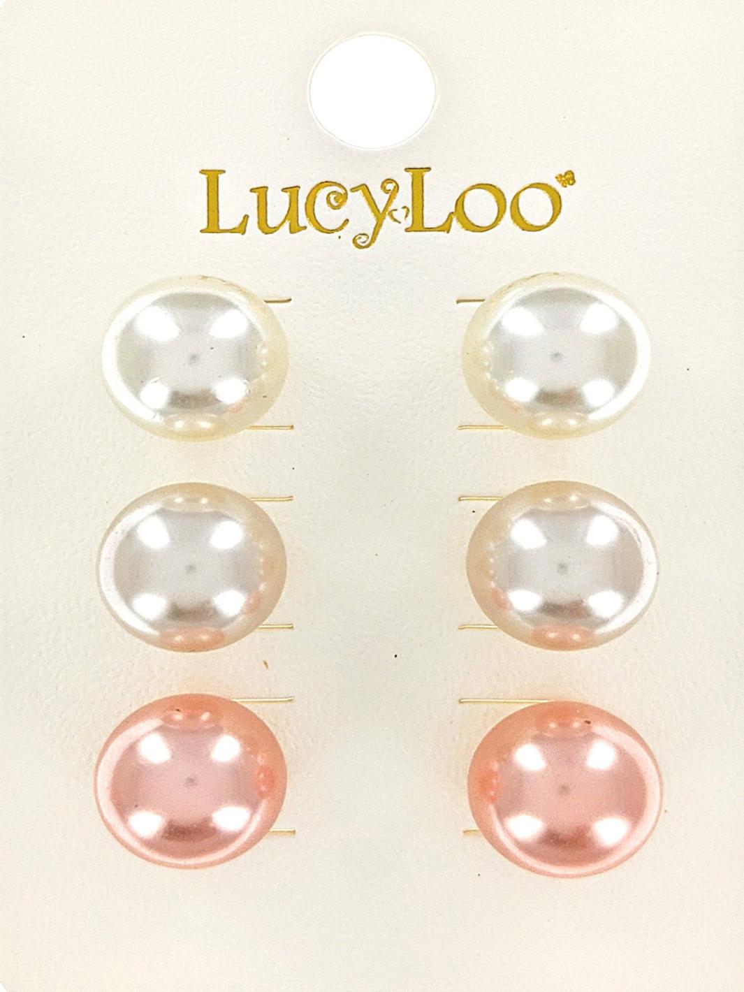 Triple Pair Pearl Stud Earrings