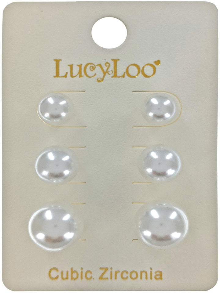 3-Pair Pearl Earrings Set