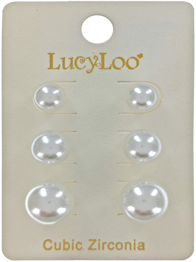 3-Pair Pearl Earrings Set