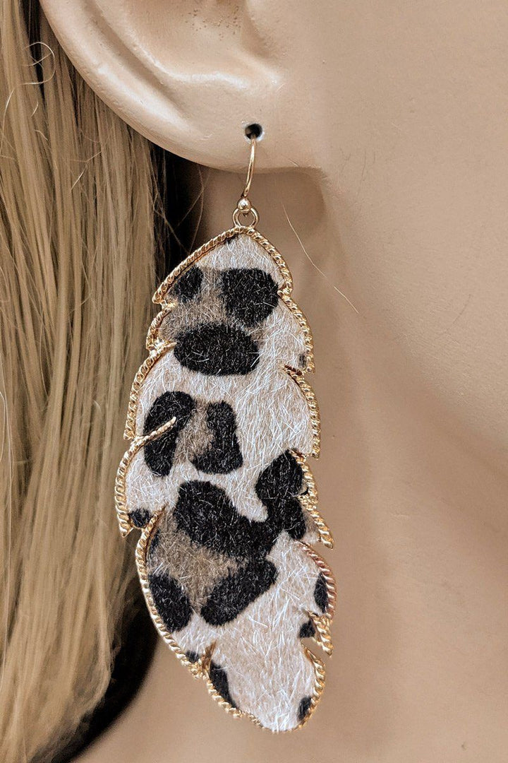 Animal Print Braided Leather Earrings