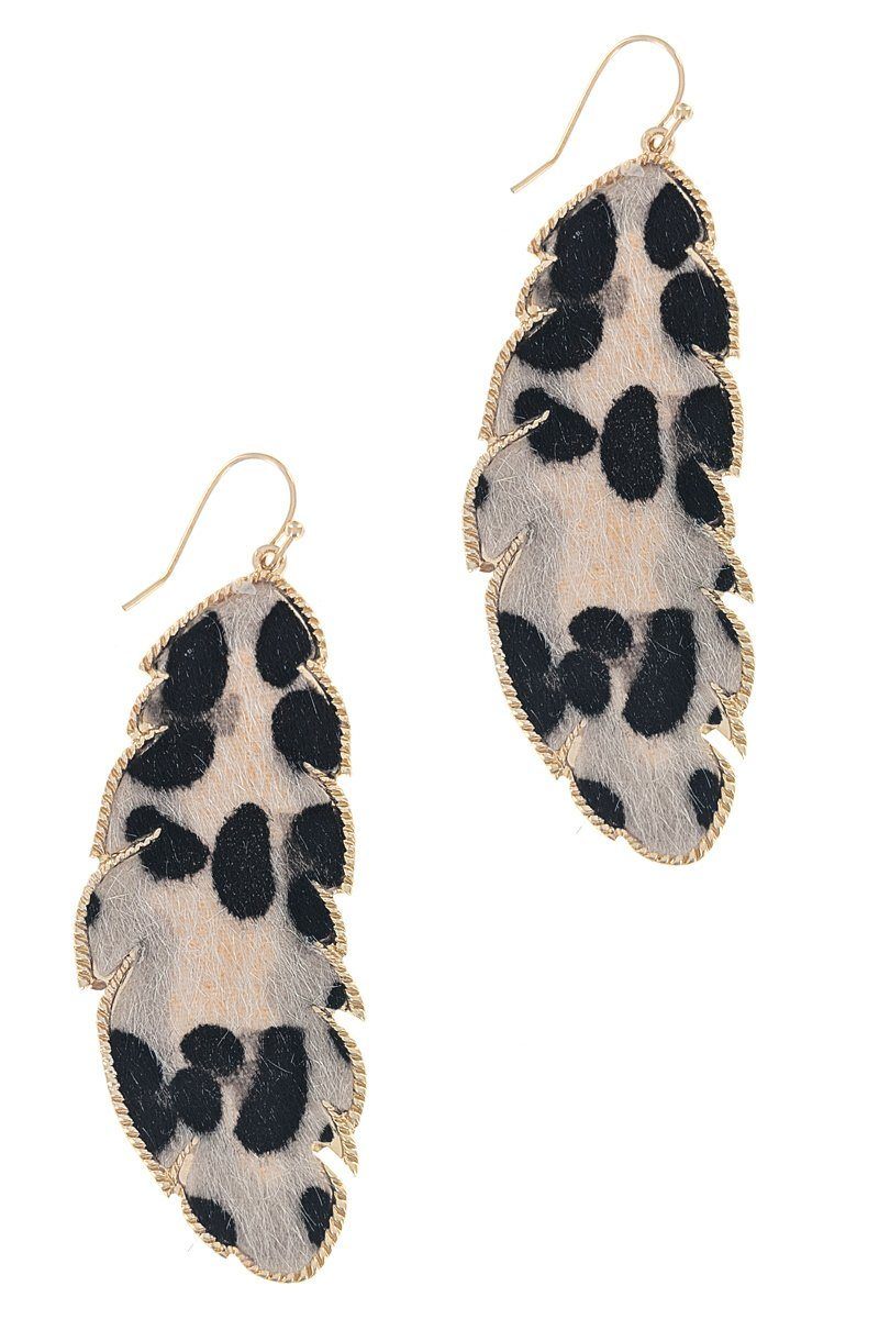 Animal Print Braided Leather Earrings