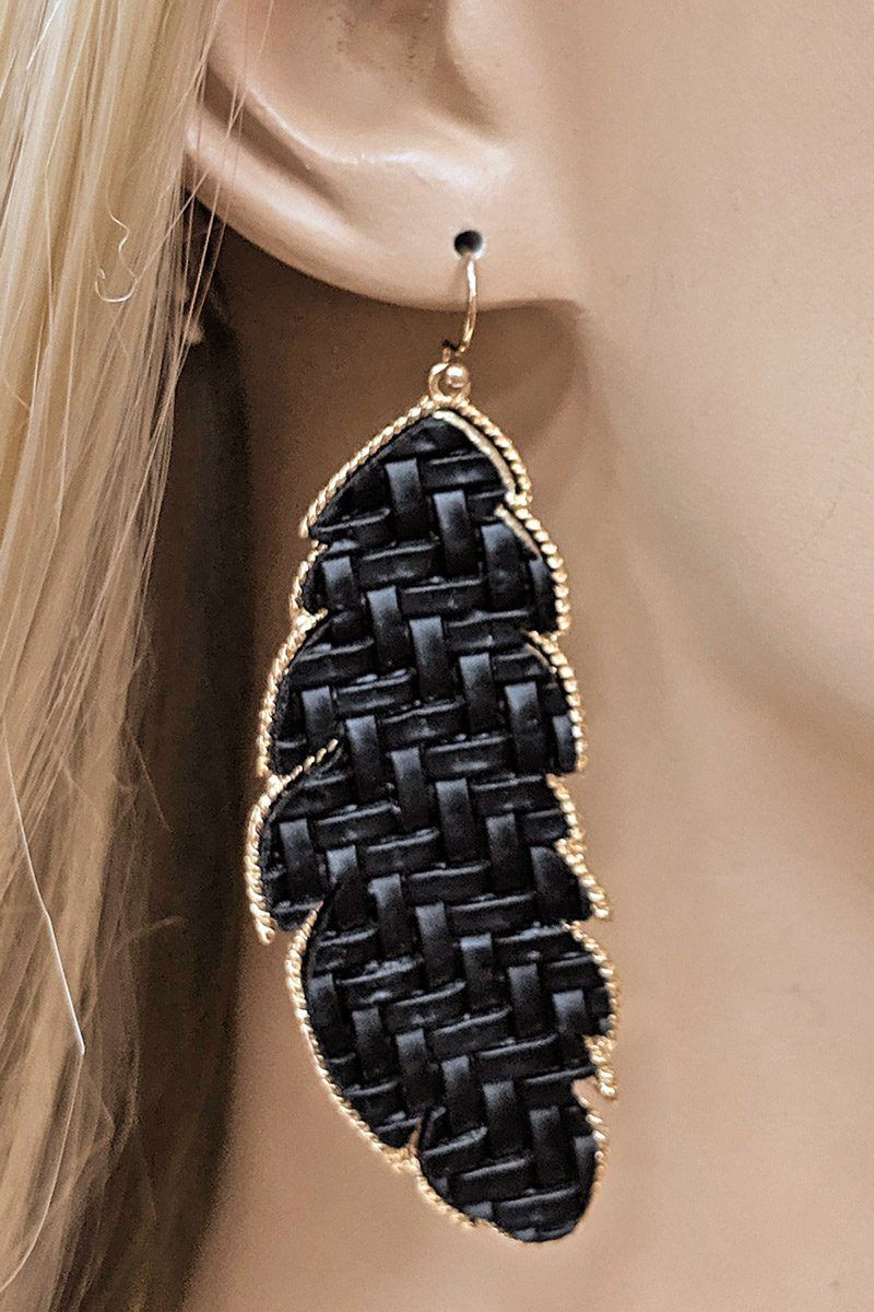 Animal Print Braided Leather Earrings