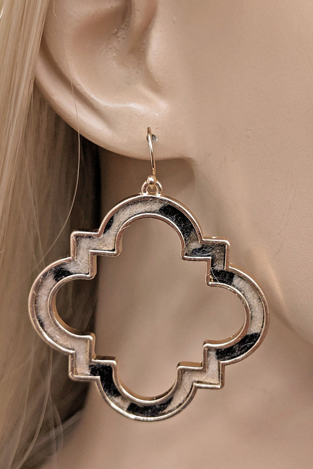 Leather Clover Drop Earrings